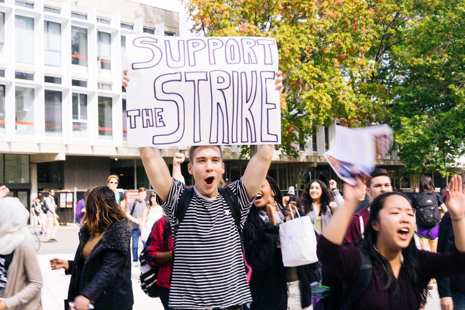 Students supporters walk out of Larry Summer’s guest lecture for Economics 10a: “Principles of Economics” in protest.