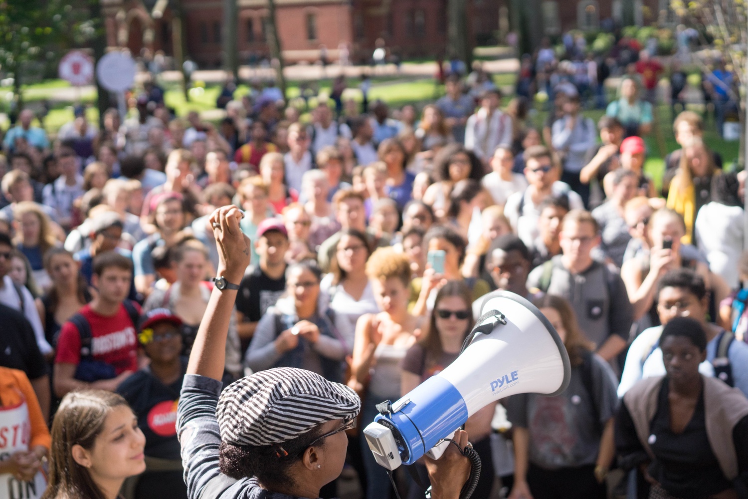 Protesters gather in support of the strike.