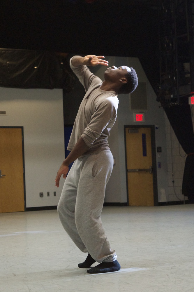 Daniel Getega ‘19 participates in a dance exercise as part of Jill Johnson’s Movement Lab.
