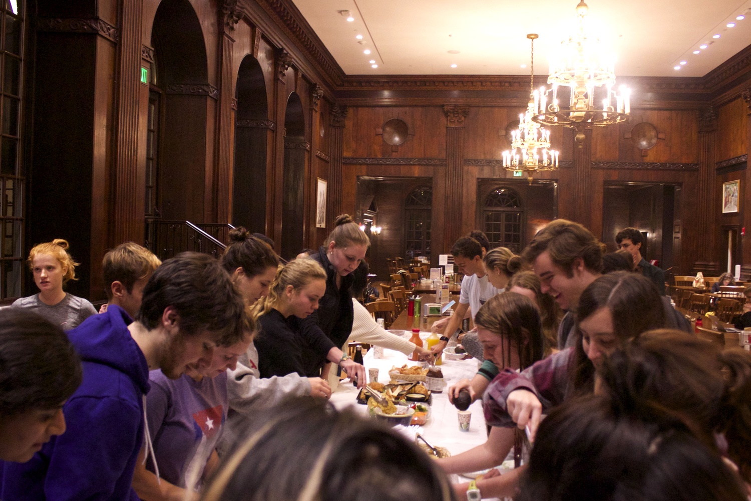 Students partake in a study break hosted by the Dunster faculty deans which featured make-your-own-guacamole, croissants, and more. As the strike continues, many Houses are hosting such events to supplement their students’ diets.