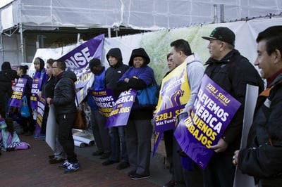 Cover image for  Janitors and Security Guards Rally with Negotiations Underway