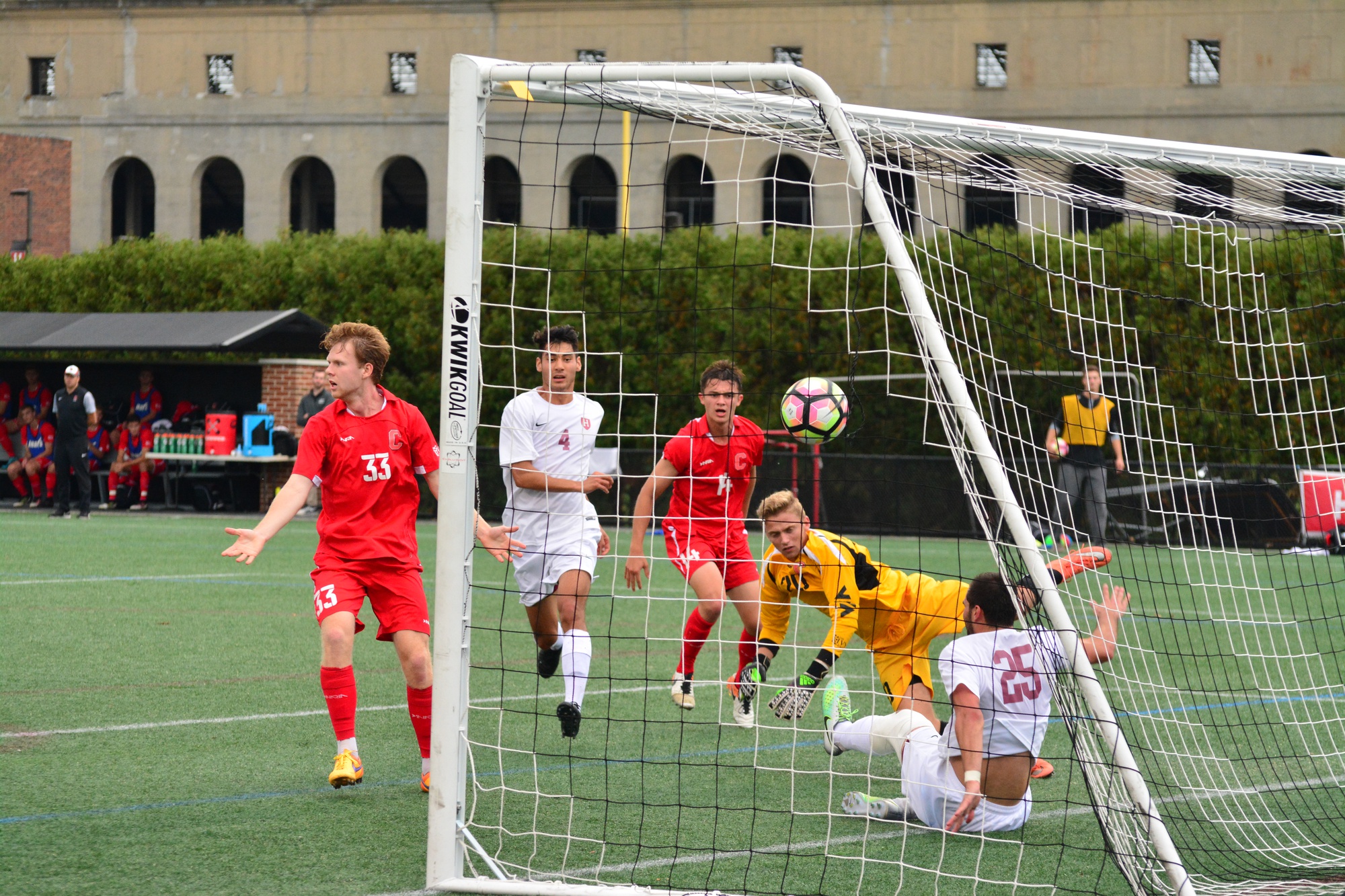 Harvard men's soccer in action against Cornell earlier this season. The team was recently sanctioned by the NSCAA, revoking all awards eligibility.