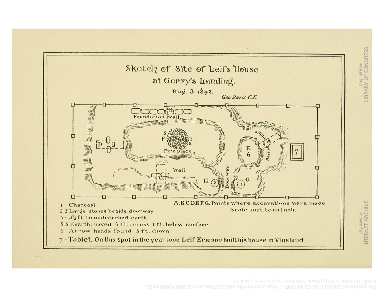Horsford’s plan of Leif Erikson’s house, theoretically located on Memorial Drive in Cambridge, from Elizabeth Shepard’s "Guidebook to Norumbega and Vineland," published in 1893.