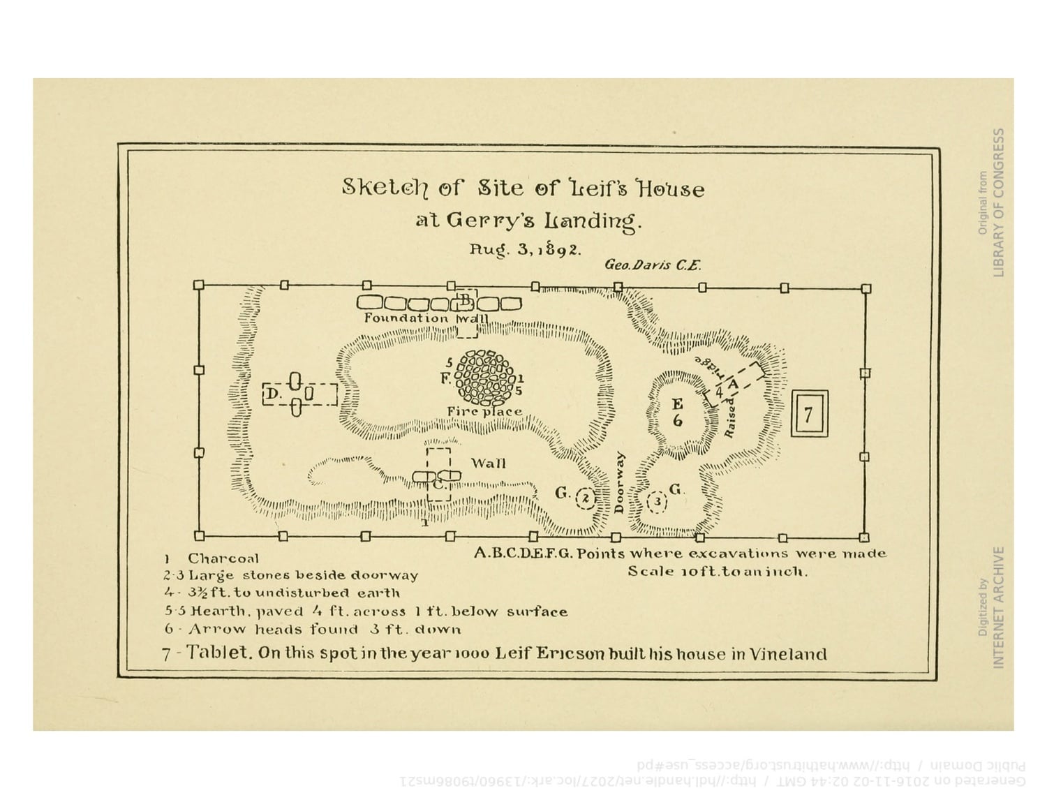 Horsford’s plan of Leif Erikson’s house, theoretically located on Memorial Drive in Cambridge, from Elizabeth Shepard’s "Guidebook to Norumbega and Vineland," published in 1893.