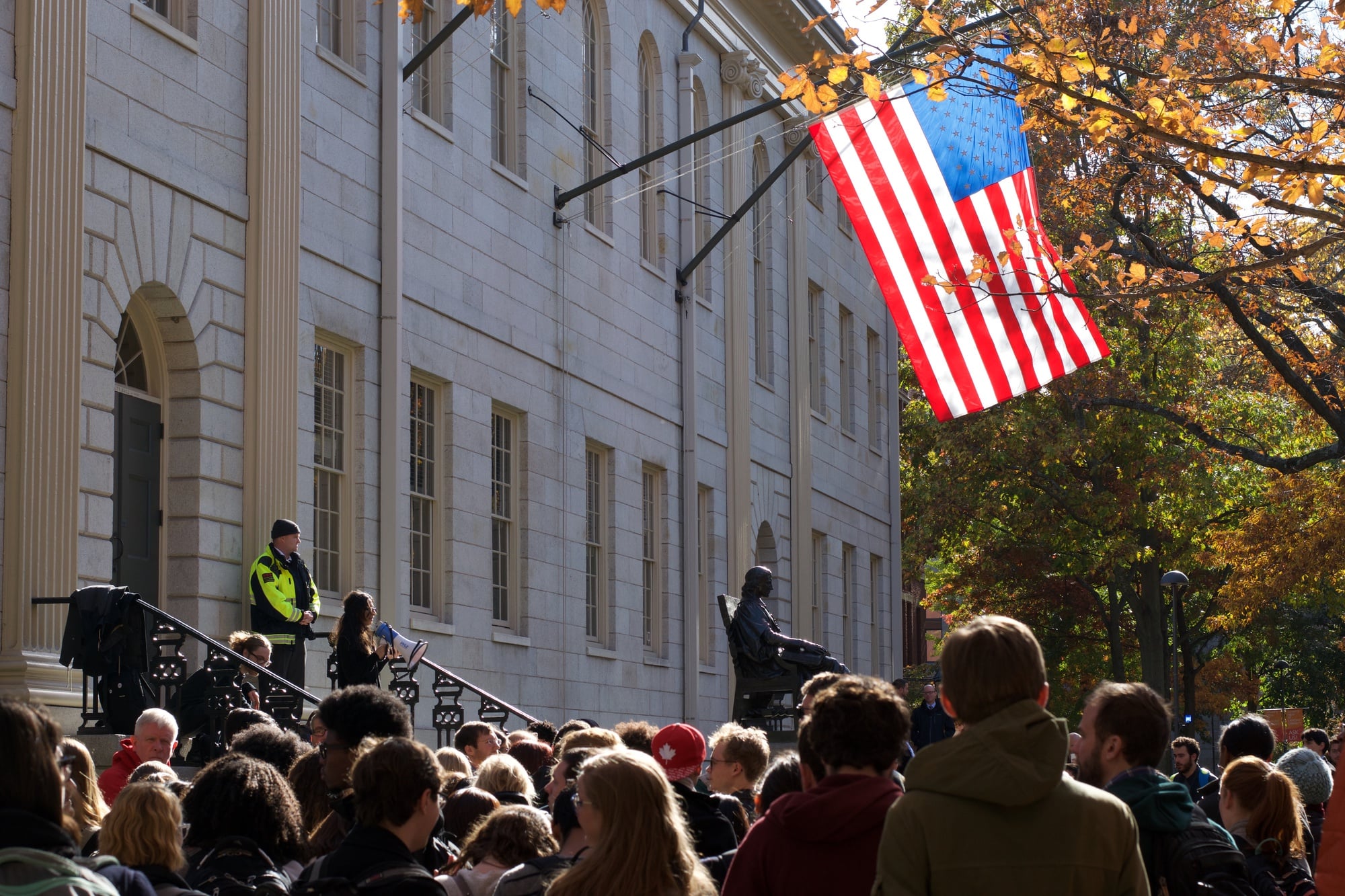 Students gather at the "Harvard Against Hate" rally Thursday afternoon, which was organized by activist group Reclaim Harvard Law in response to Donald Trump’s election win.