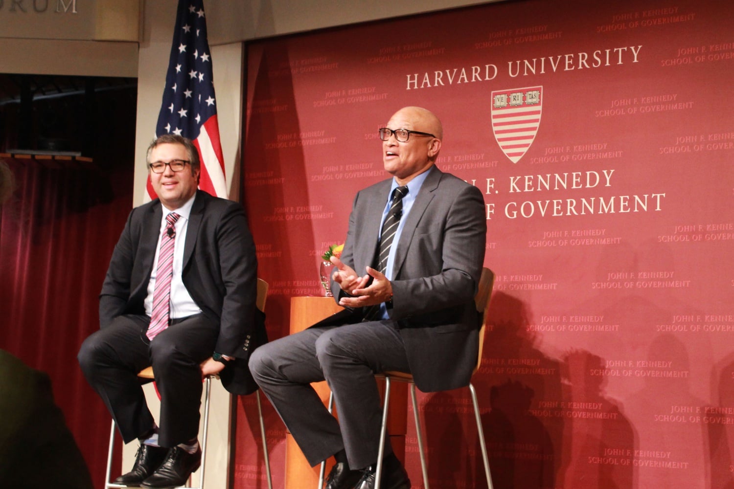 Comedian Larry Wilmore reflects on the presidential election, media and the future of the country. Wilmore delivered this year’s annual Theodore H. White Lecture on Press and Politics at the Institute of Politics on Tuesday.