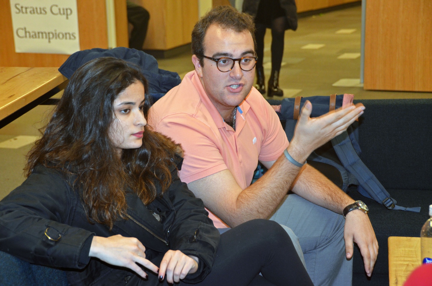Yasmin Z. Sachee ’18 and Cameron K. Khansarinia ’18 speak about their goals for the upcoming year during an interview with The Harvard Crimson Sunday night. Sachee and Khansarinia were elected as the new President and Vice President of the Undergraduate Council last week, after a delayed release of results due to an investigation regarding violated campaign rules.