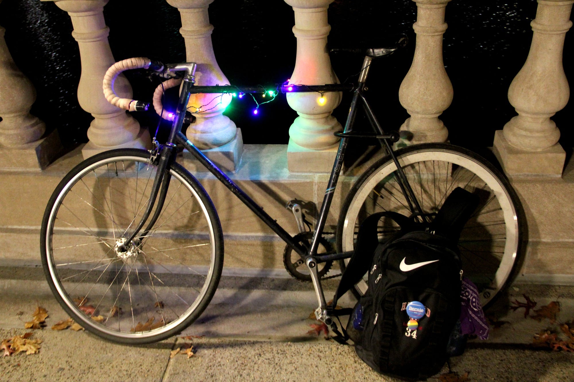 Christmas lights wrapped around his bicycle, Luke is known for his creativity.