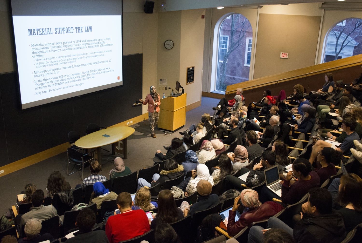 Anwar Omeish '19, a member of the Harvard Islamic Society, speaks about institutionalized Islamophobia after the election.