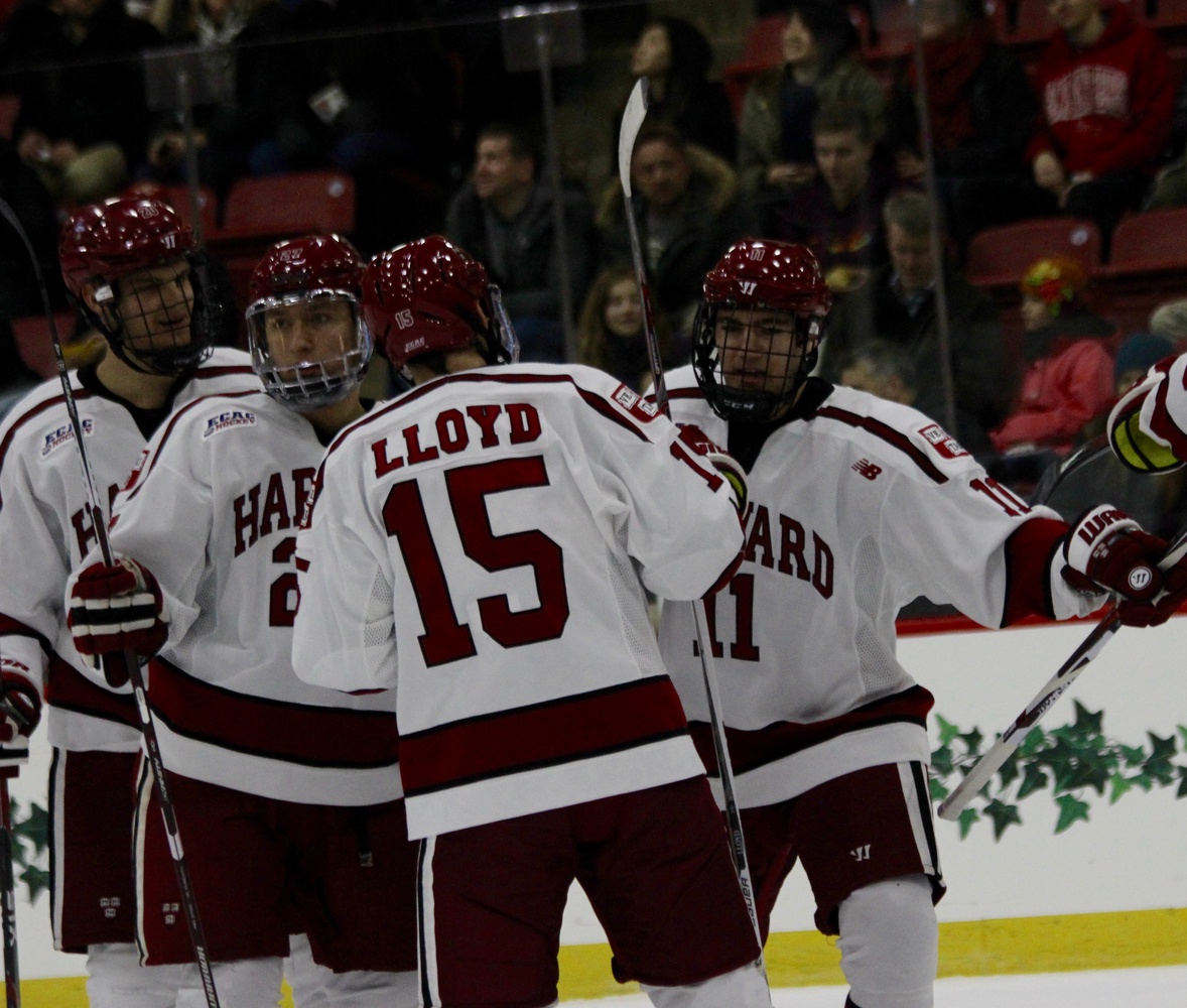 Freshman Ty Pelton-Byce (11) celebrates after scoring his first career goal in the first period.