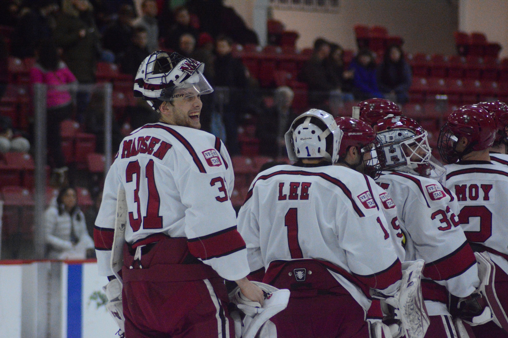 Merrick Madsen was all smiles after his shutout of Brown.