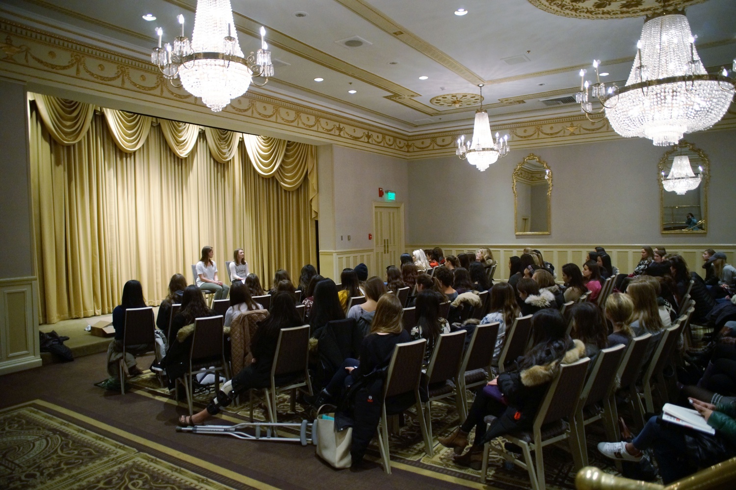 Prospective new members attend an information session on the sorority rush happening this weekend. 