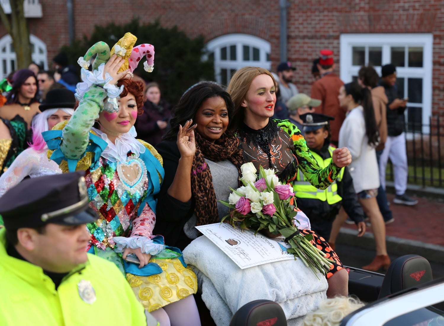Oscar Nominee Octavia Spencer parades through Cambridge surrounded by members of Hasty Pudding Theatricals. Spencer was honored Thursday afternoon as the Hasty Pudding Woman of the Year. 