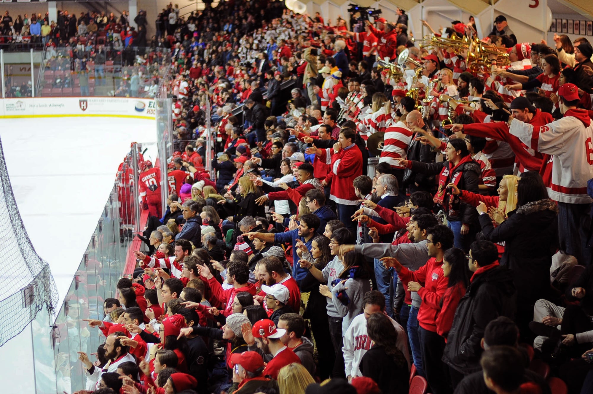 Cornell fans often refer to the Bright-Landry Hockey Center as "Lynah East" because of their tendency to pack Harvard's house with more fans than the Crimson can, as shown here a year ago. But Friday night at the real Lynah Rink in Ithaca, there'll be a complete sea of red.