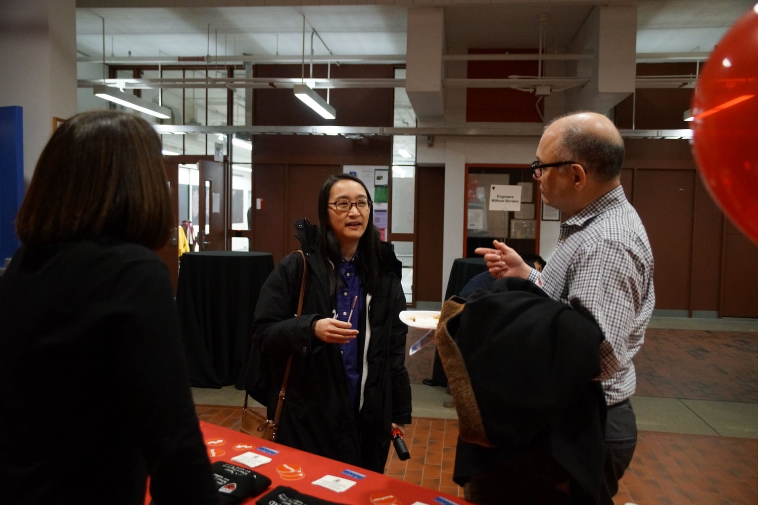 Alumni and faculty reminisce about past classes during the SEAS convocation Tuesday night in Science Center.
