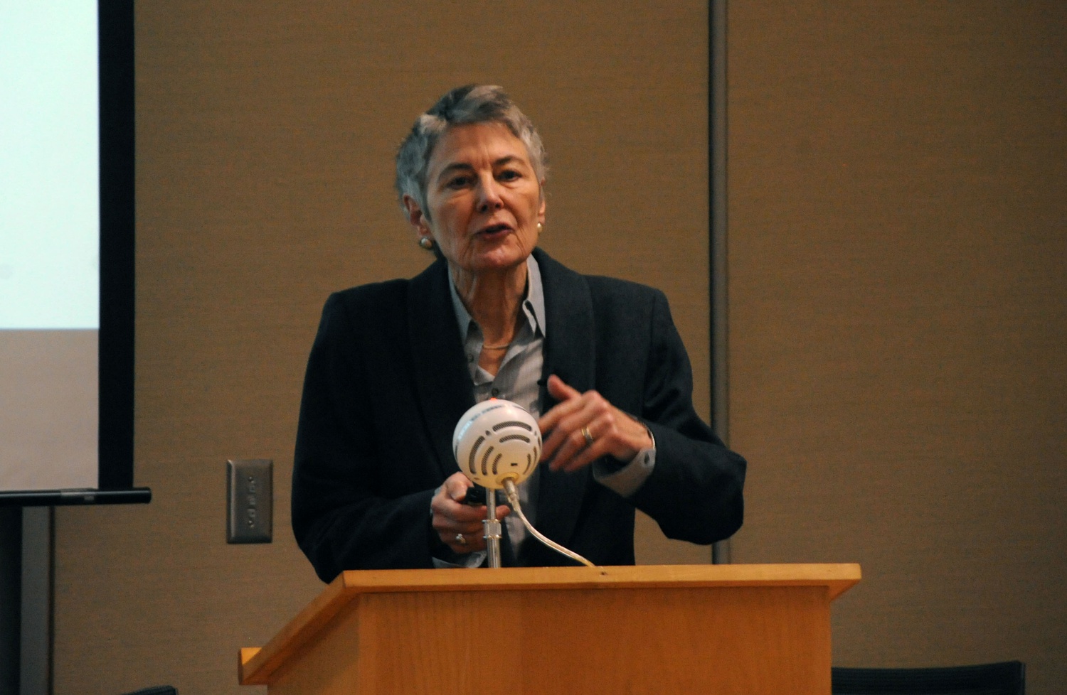 Jennifer Leaning, a professor the School of Public Health, speaks at the Historical and Humanitarian Consequences of Migration seminar Wednesday evening. This seminar was part of a series that explores themes related to the partition of India.
