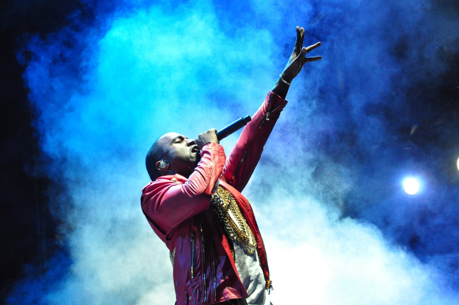 Kanye West performs at 2011 Lollapalooza in Chile. Kanye is nominated for eight 2017 Grammy awards.