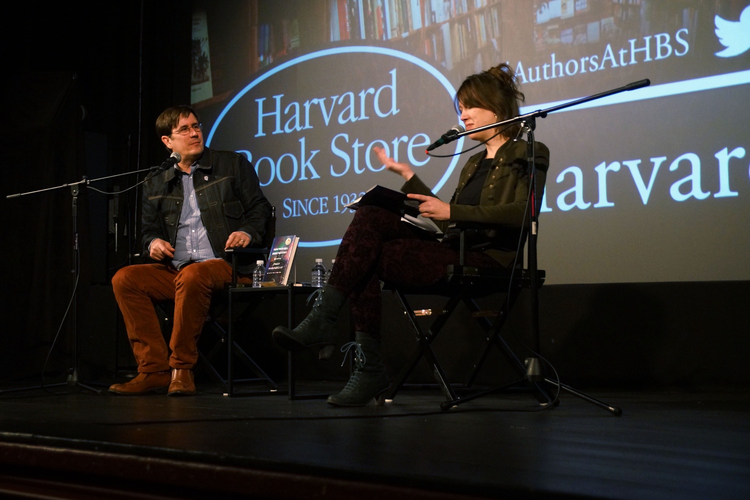 Author John Darnielle speaks at an event hosted by the Harvard Book Store. This event took place Wednesday evening. 