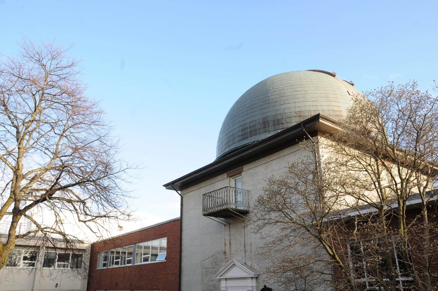One of the telescope domes at the Harvard-Smithsonian Center for Astrophysics at 60 Garden Street in Cambridge.
