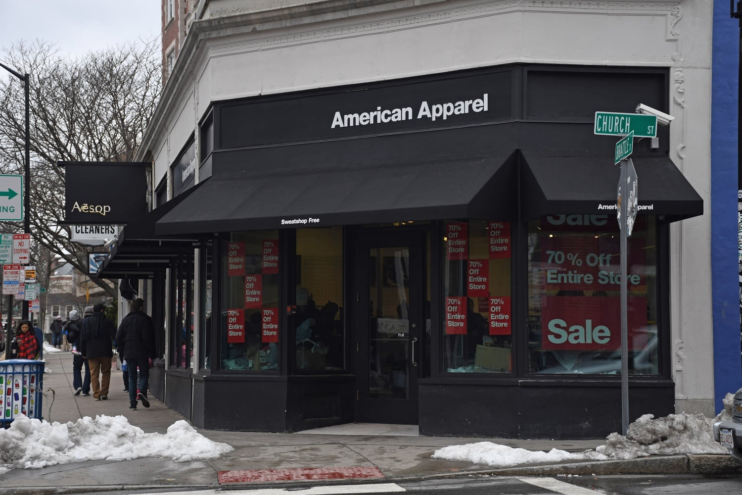 The American Apparel store on Brattle Street will close this month following the firm's bankruptcy.