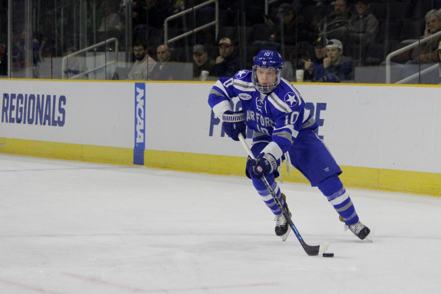 Air Force forward Jordan Himley scored the Falcons' second goal against Harvard, narrowing Harvard's lead to one goal.