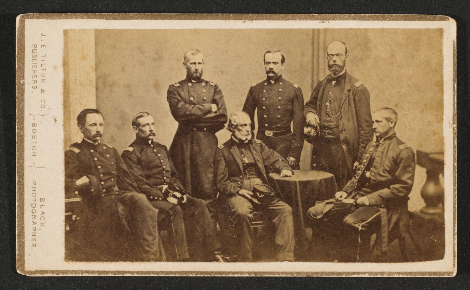 An 1861 photograph shows the surgeons and military leaders of the 20th Massachusetts Infantry Regiment. Paul J. Revere, Class of 1852, is fourth from the left. 