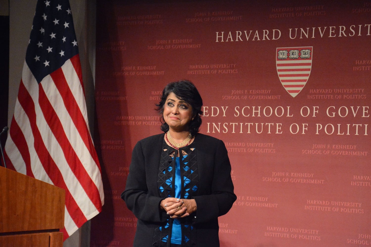 Ameenah Gurib-Fakim, President of the Republic of Mauritius, takes questions after her talk at the IOP. 