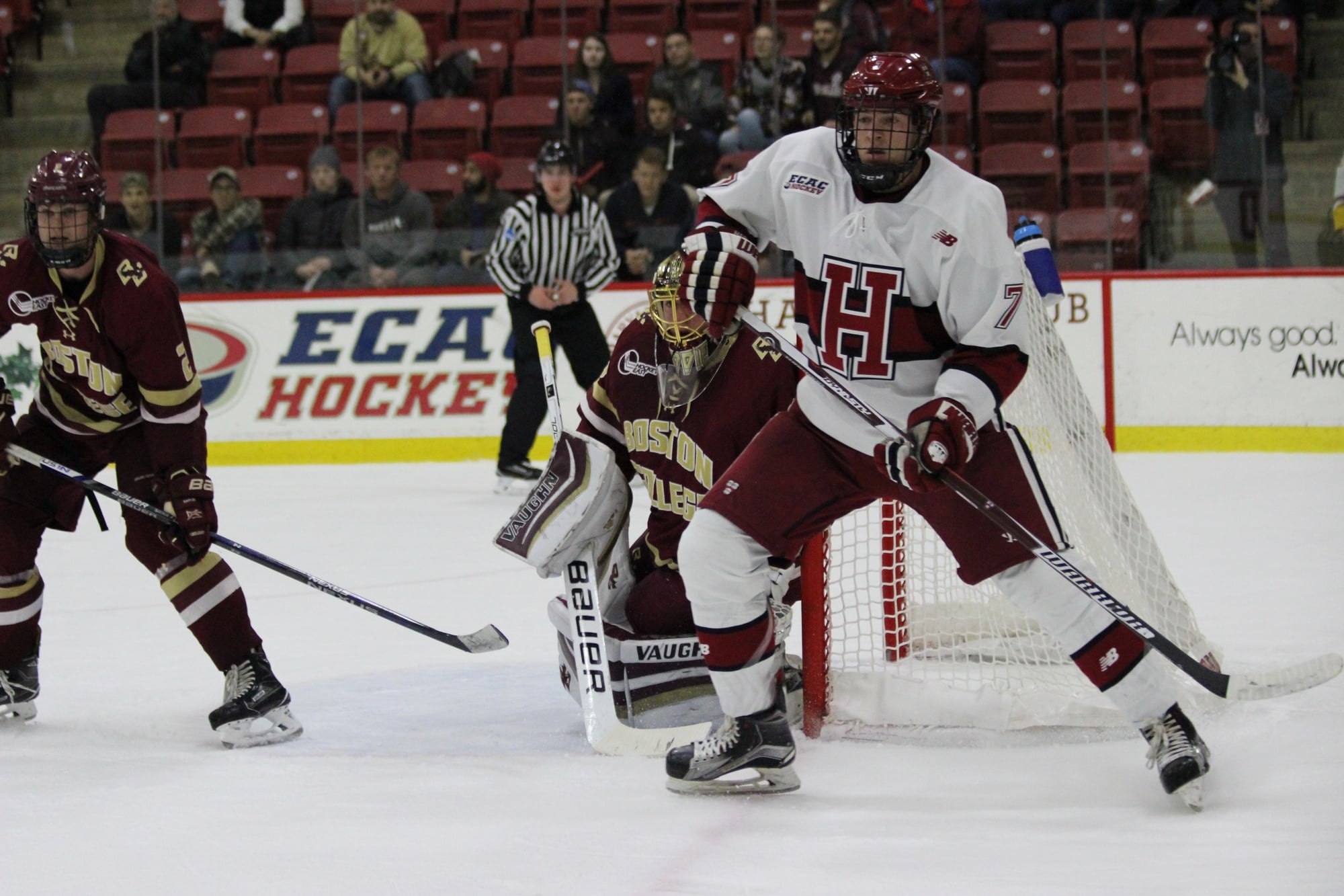 Newly appointed tri-captain Eddie Ellis, shown in action against Boston College on Nov. 18, 2016, played in 17 of 36 games for the Crimson this season.