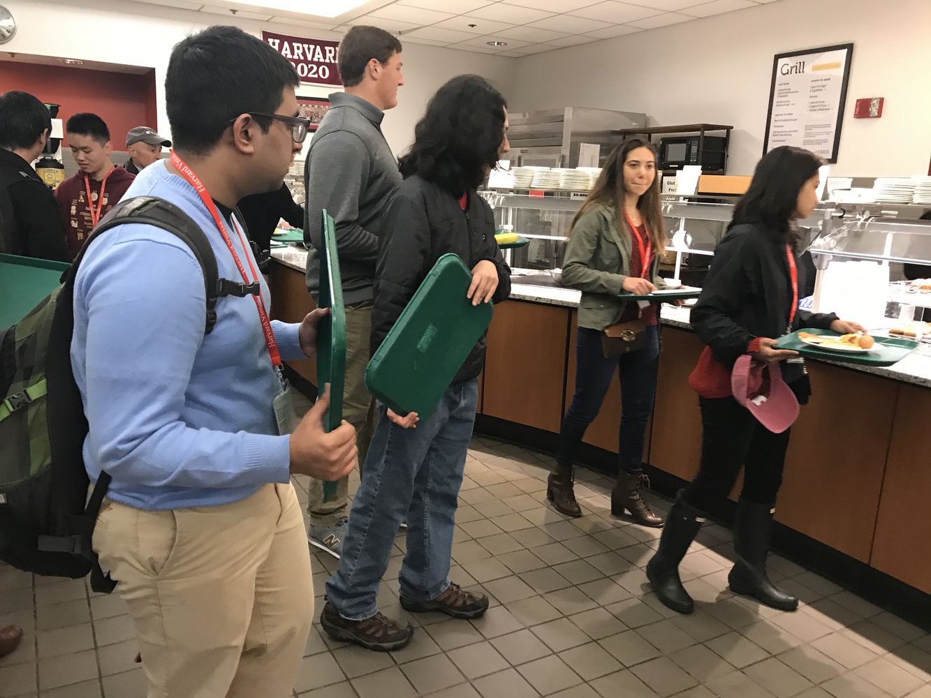 Prefrosh—decked out in their red lanyards and puzzled looks—in their natural habitat: Annenberg. 