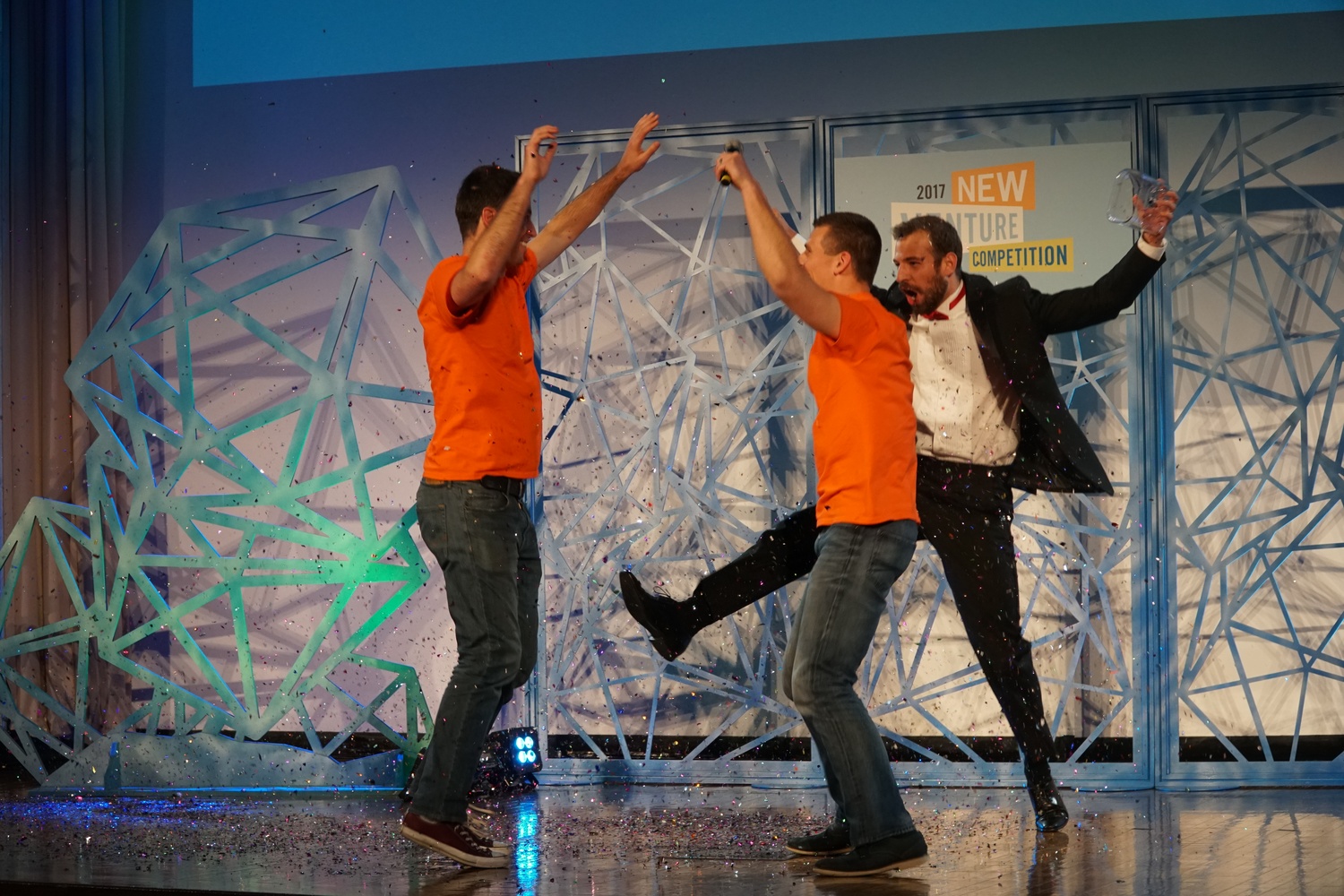 Harvard Business School students participate in the final round of HBS’s New Venture Competition, marking the 20th year of the annual competition. Itamar Zur, Matthew Graham, and Keith Cheong won the grand prize of $75,000.