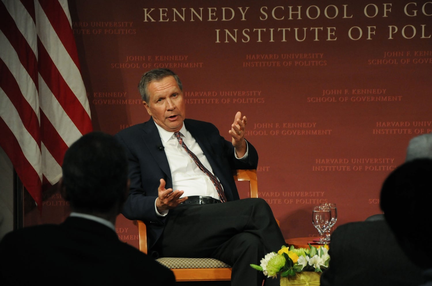 Ohio Governor John Kasich, who will deliver the Kennedy School's commencement address, at the Institute of Politics in April 2017.