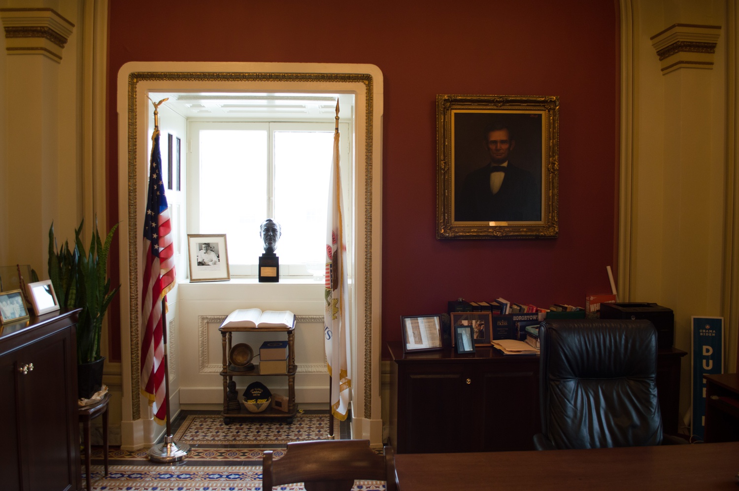 Senator Dick Durbin's office in Washington, D.C. Faust has publicly supported the DREAM Act, a piece of legislation Durbin co-sponsored that, if passed, would provide a pathway to citizenship for undocumented youth.