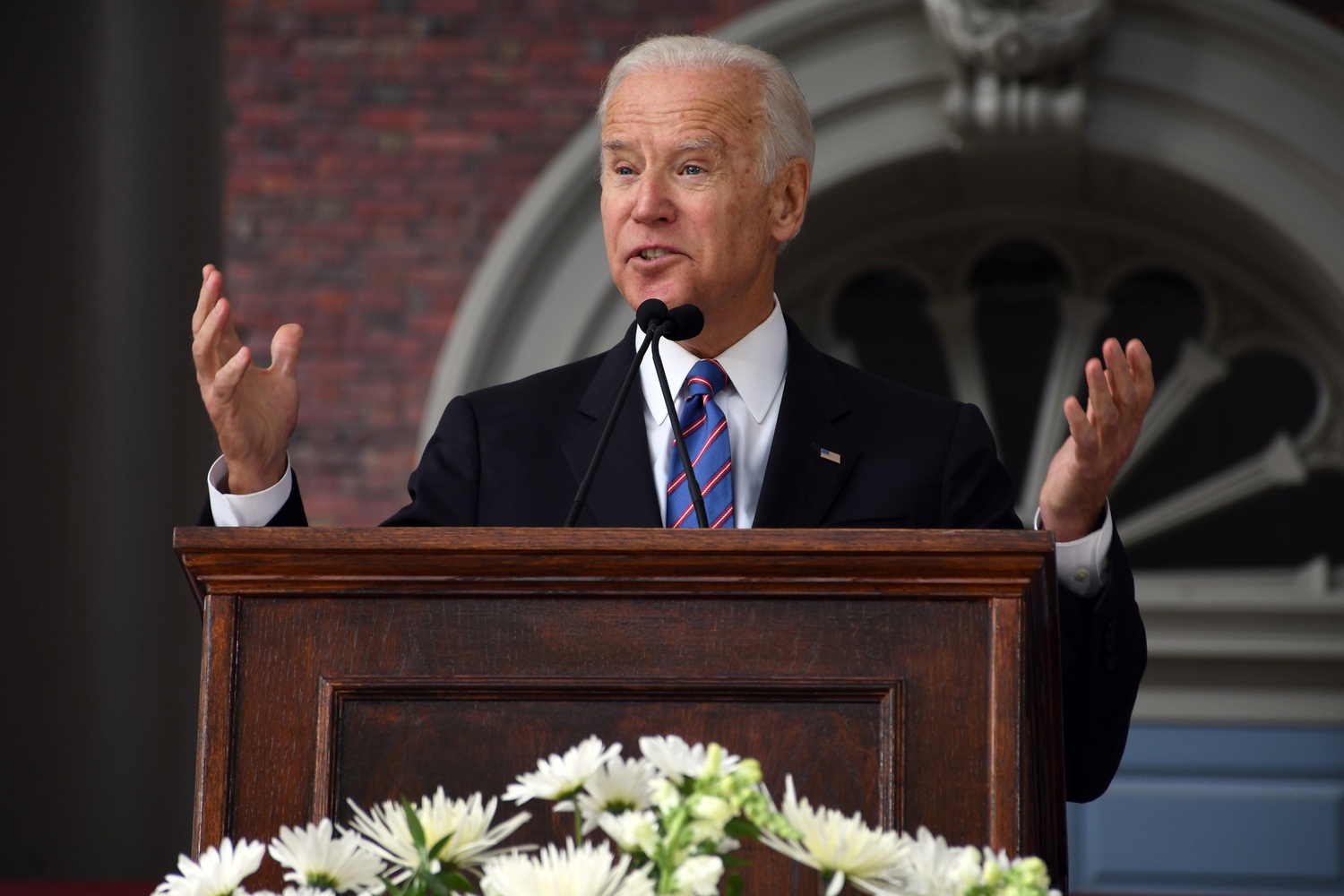 The Institute of Politics is set to welcome Former President Joe Biden, seen here speaking at the 2017 Class Day, on Wednesday afternoon.