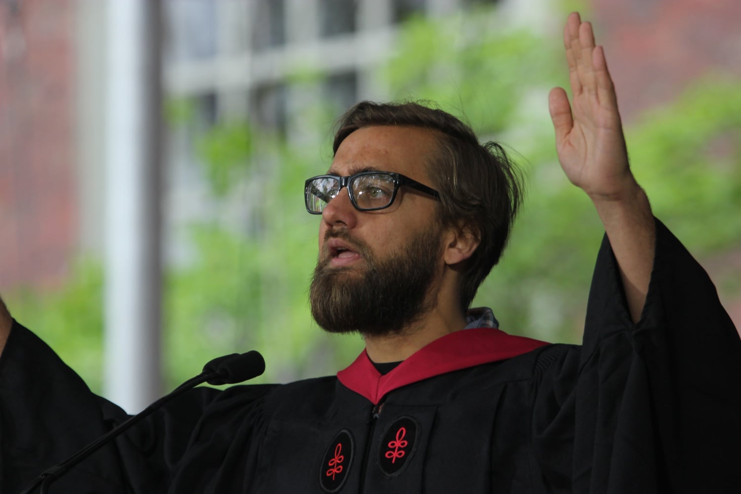 Graduate English orator Walter E. Smelt speaks at Morning Exercises.