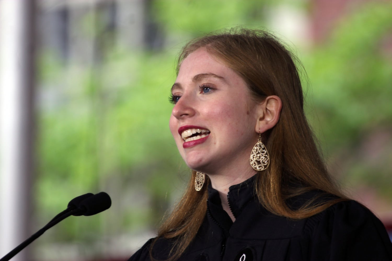 Latin orator Jessica R. Glueck '17 speaks at Morning Exercises.