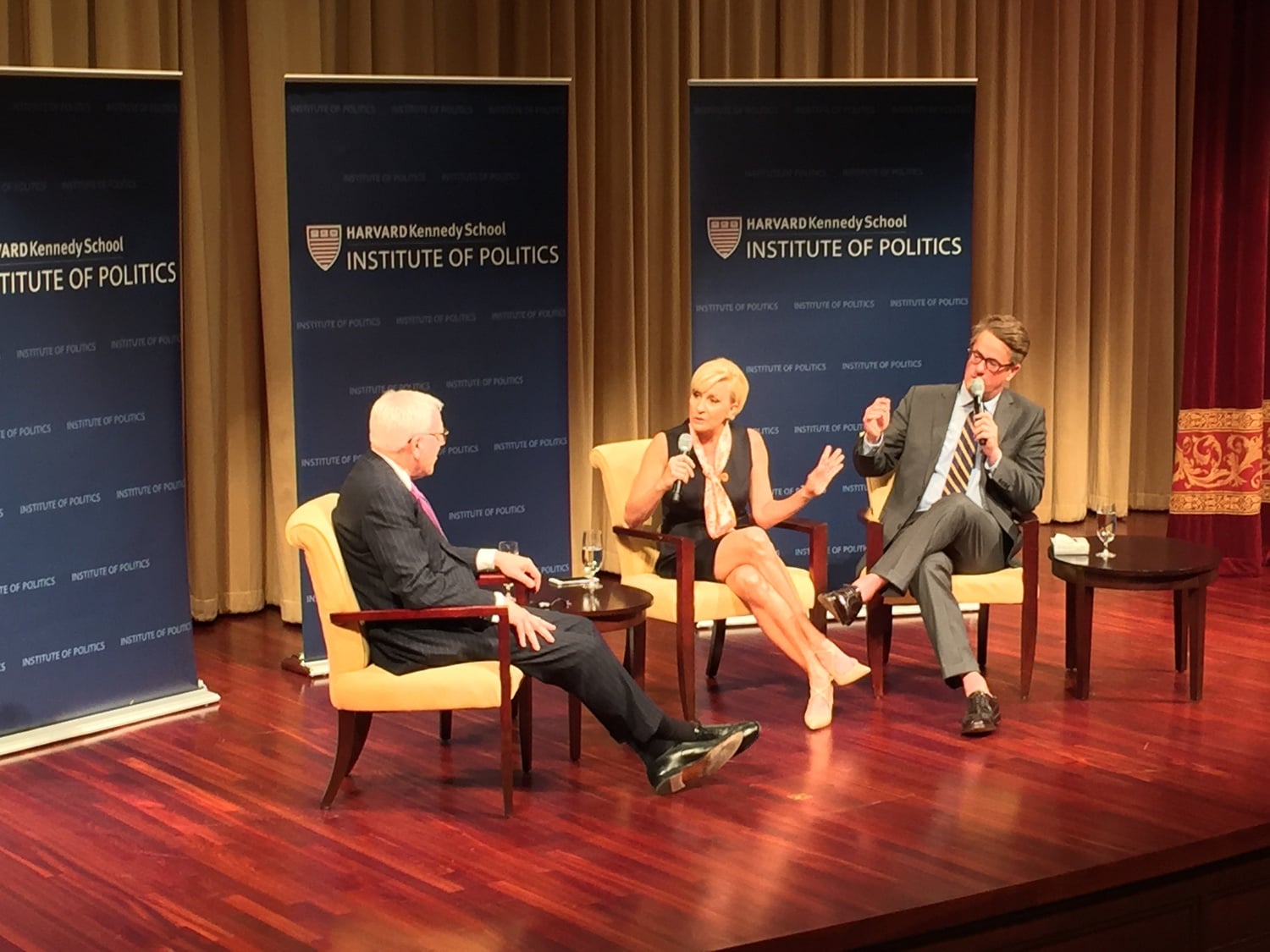 The hosts of MSNBC’s talk show “Morning Joe” Mika Brzezinski and Joe Scarborough speak with Harvard Corporation member David M. Rubenstein.