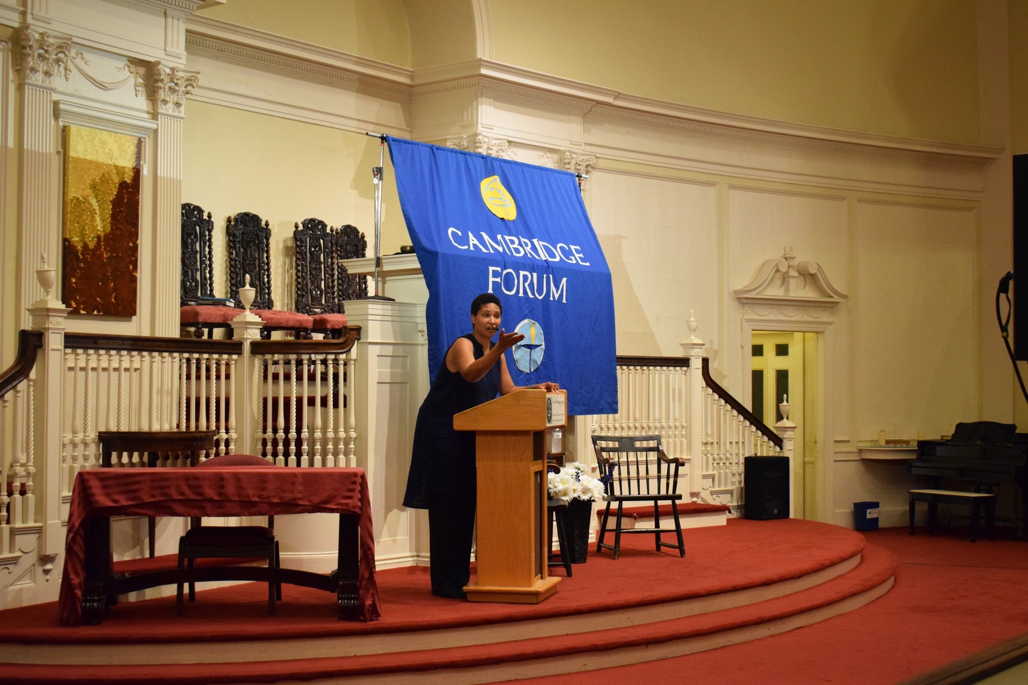 Government professor Danielle S. Allen, seen here speaking at an event in September, will withdraw her faculty motion that would assert Harvard's authority over unrecognized social groups.