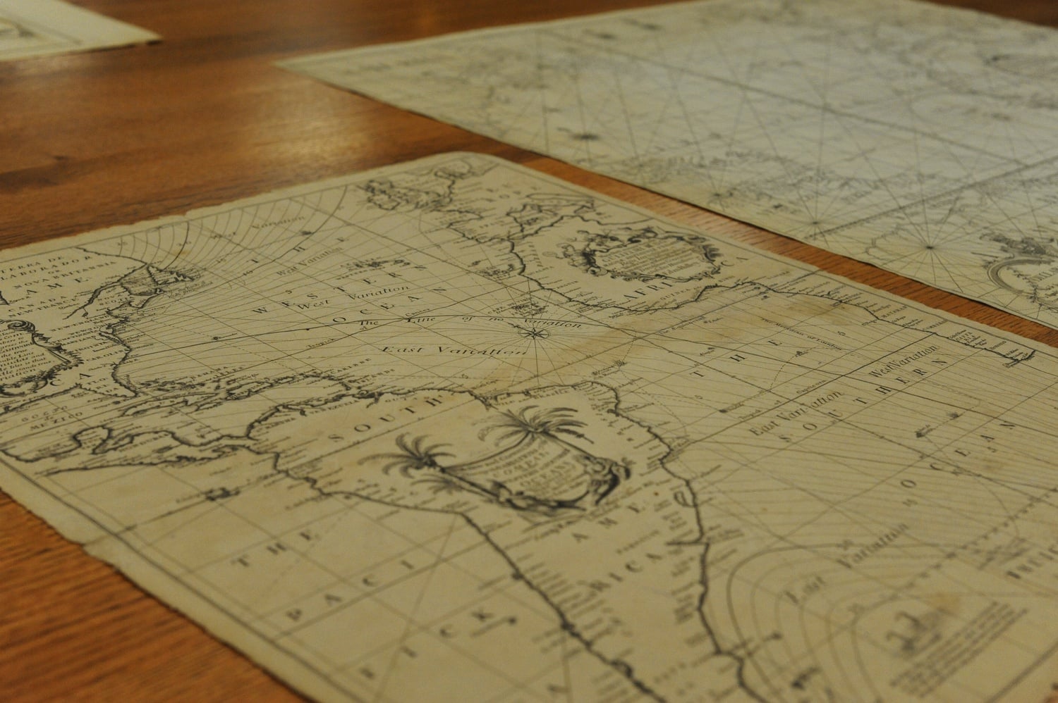 Antique maps in Harvard University’s map collection in Pusey Library.