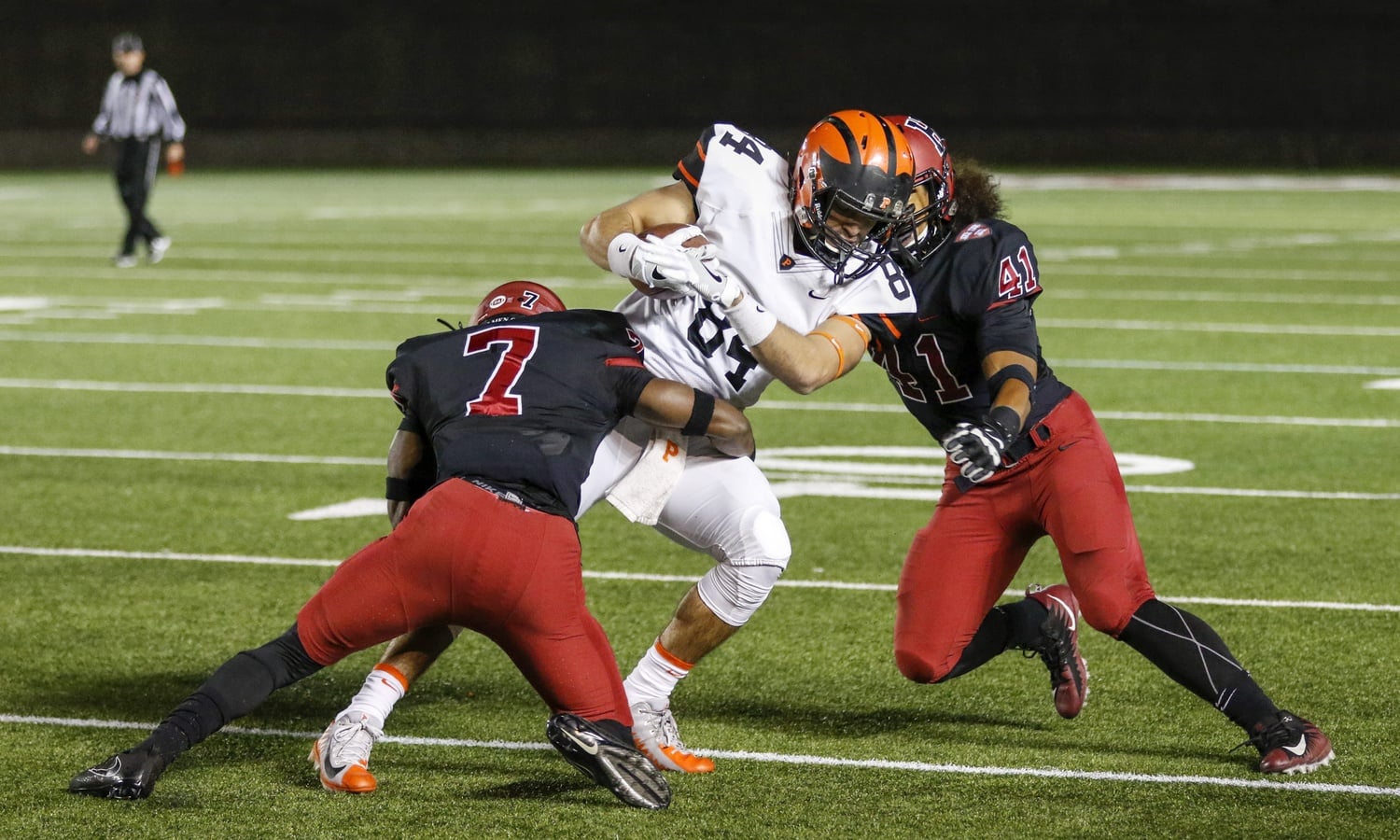 Junior wide receiver Stephen Carlson stretches for one of his 11 catches.