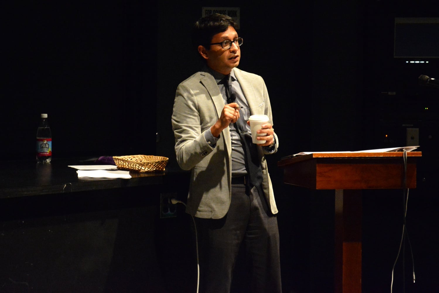 Visiting professor K. Sabeel Rahman discusses the affirmative action lawsuit against Harvard in Science Center C Wednesday night. In this discussion, students spoke about their experiences with the “model minority myth” and “imposter syndrome.”