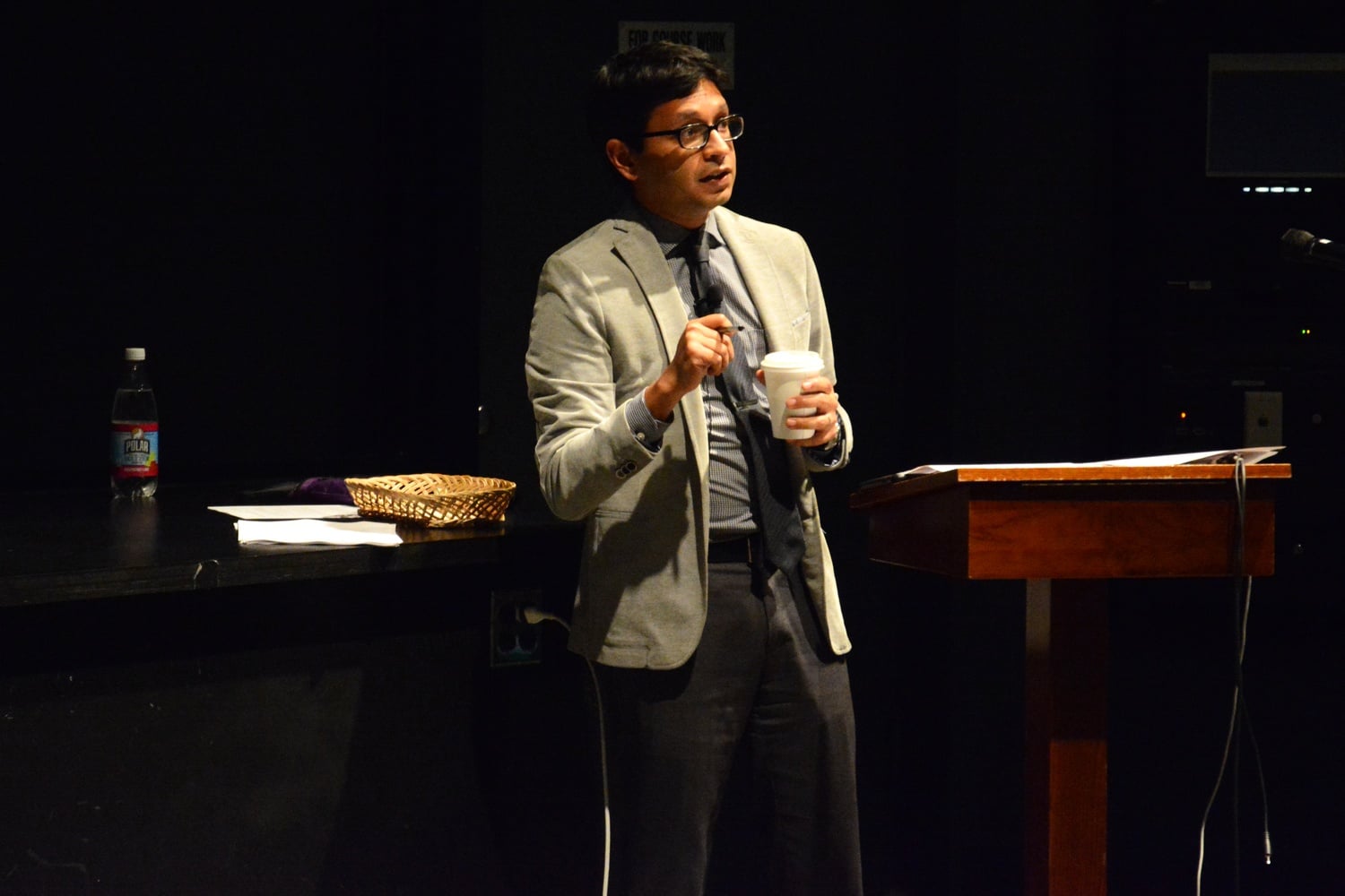 Visiting professor K. Sabeel Rahman discusses the affirmative action lawsuit against Harvard in Science Center C Wednesday night. In this discussion, students spoke about their experiences with the “model minority myth” and “imposter syndrome.”