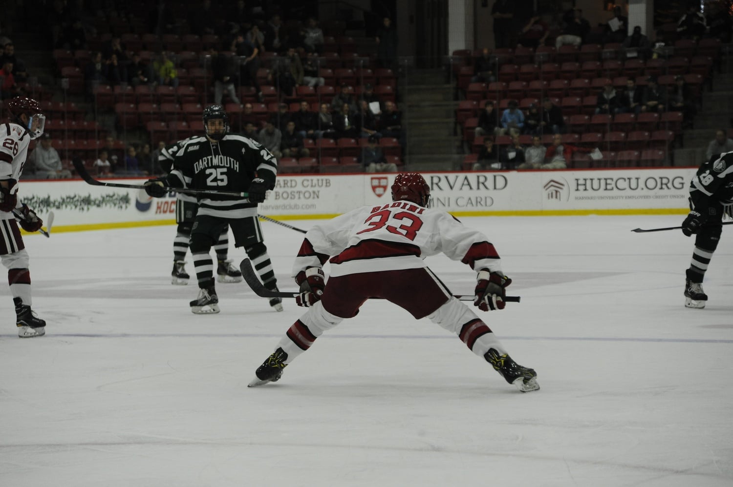 Freshman forward Jack Badini is centering the Crimson's young and fast third line early on this season. Badini tallied his first career point when he assisted on fellow rookie Henry Bowlby's goal to break scoring open in the first period.