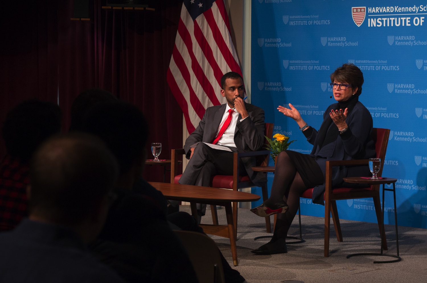 Valerie Jarrett reflects on her experiences as Senior Advisor to President Barack Obama. She was joined in conversation by Yohannes Abraham, her former chief of staff and former senior adviser on the National Economic Council, at the Institute of Politics Wednesday night. 