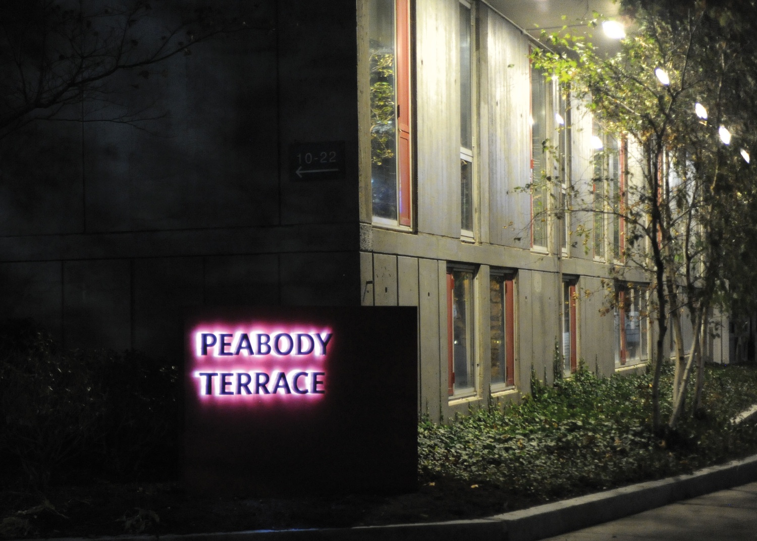 Peabody Terrace, a complex of graduate student housing, Tuesday evening.