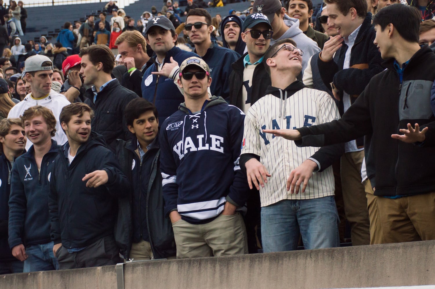 With a few minutes left in the Game, the mood in the Yale student section was a lot more raucous than that on the Harvard side, from which many students had already left.