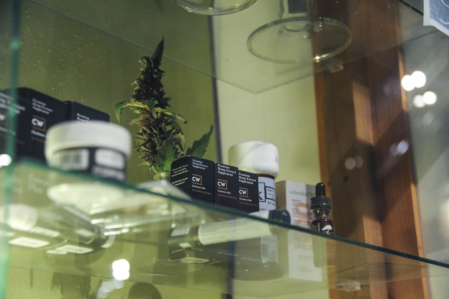 Hemp products on display at The Hempest in Cambridge.