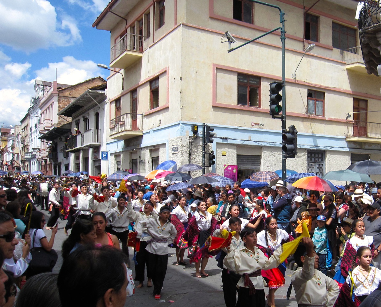 Dancers perform in the Parade of the Traveling Child, held in Cuenca every year on December 24. Parades like this are held throughout Ecuador and some other parts of Latin America, but Cuenca claims to be the biggest, with 50,000 participants and 200,000 spectators.