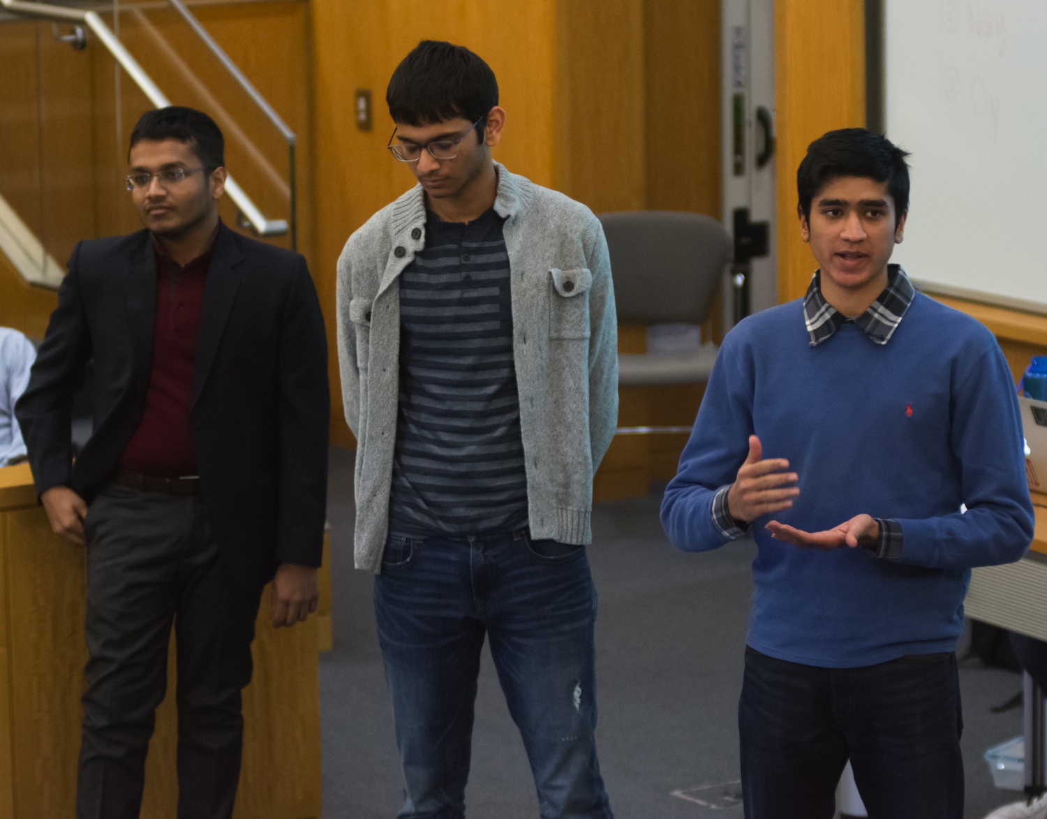 Two students speak about a proposed Survey on the State of Mental Health, Inclusion, and Belonging of the Undergraduate Population at an Undergraduate Council meeting last week.