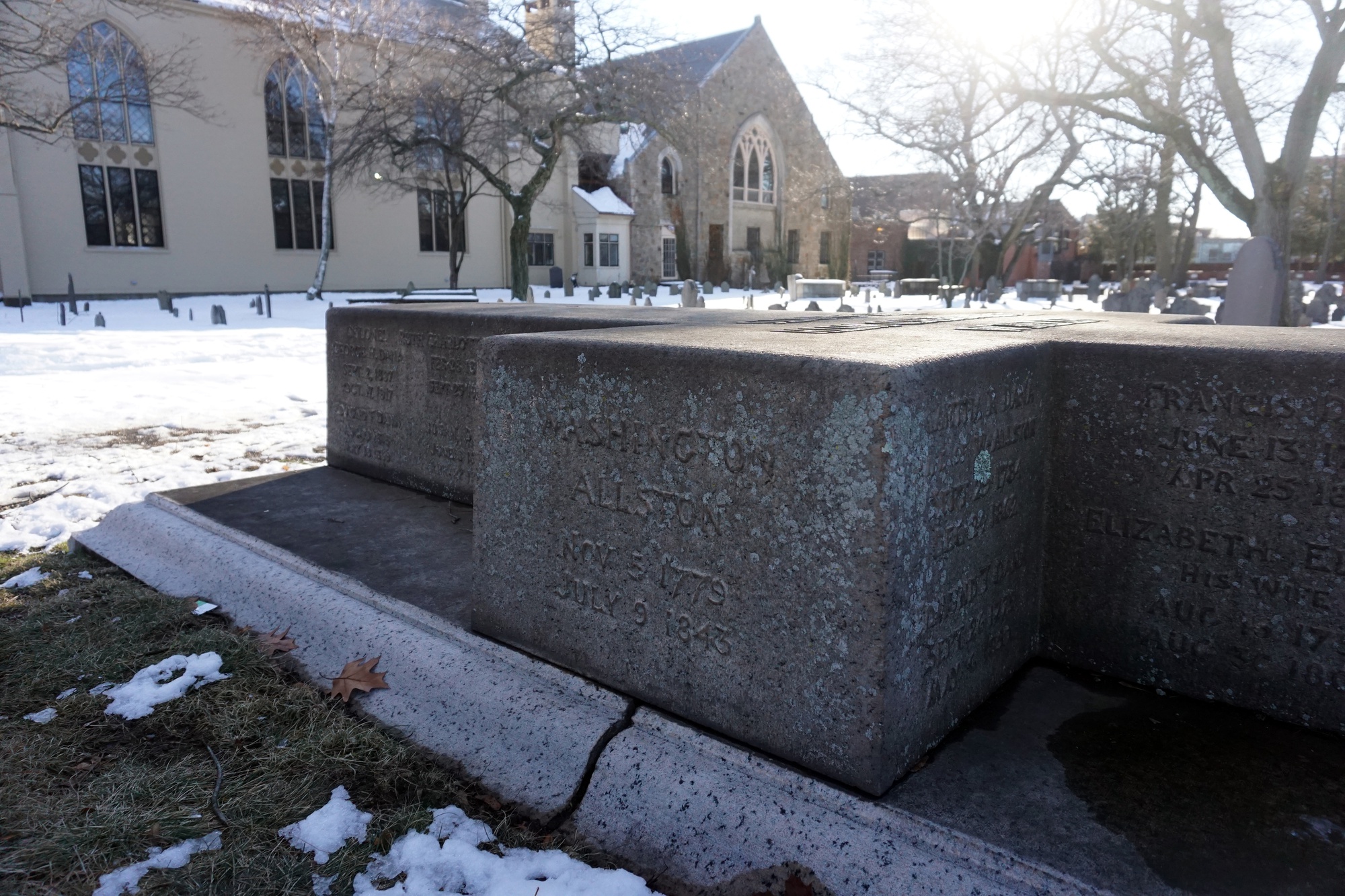 Washington Allston is buried in the Old Burying Ground, located on the corner of Garden Street and Massachusetts Avenue.