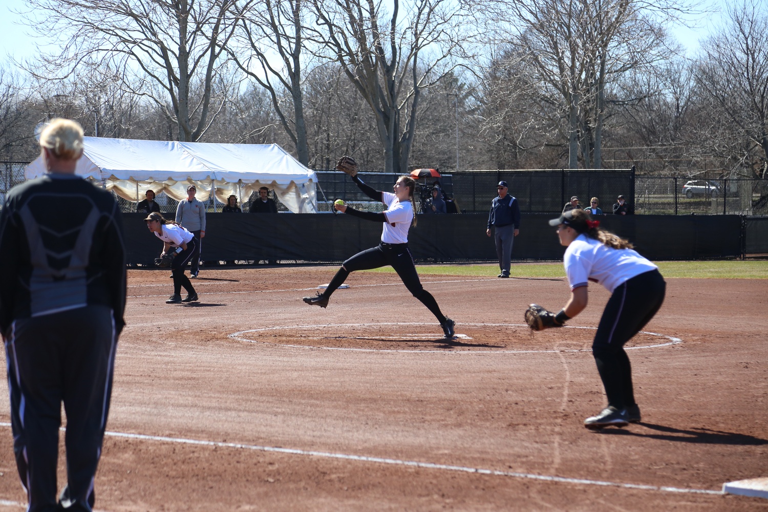 Junior lefthander Katie Duncan delivers a pitch in a regular season game against Princeton in 2017.